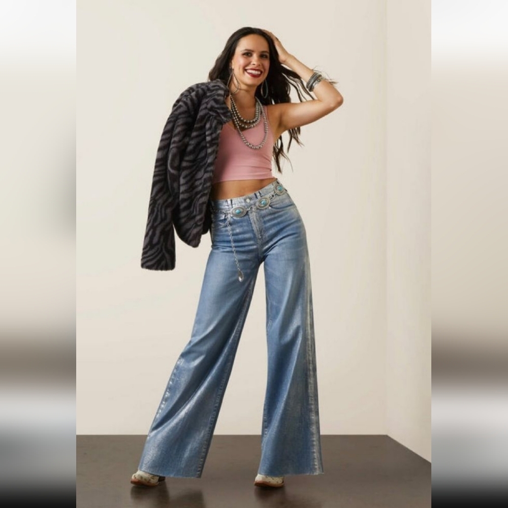 Ariat Silver/Sky Blue Wide-Leg Women's Jeans